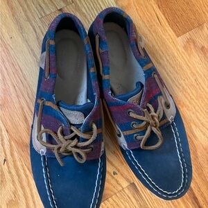 Women’s Blue and Multicolor Boat Shoes